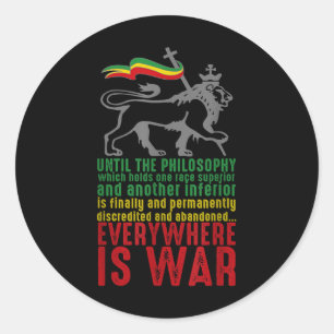 Overal is oorlog Haile Selie toespraak Judah Lion Ronde Sticker