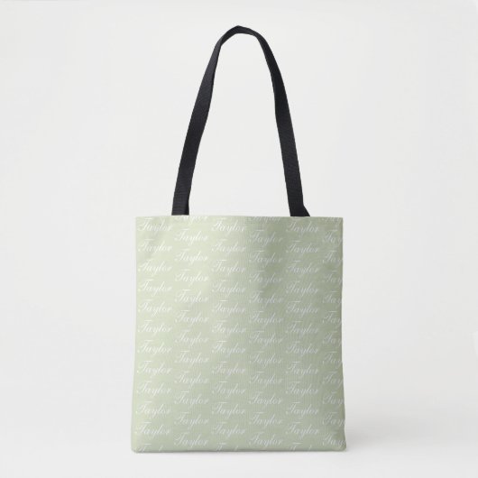 Overal Naam Groen en Grijs Monogram Draagtas (Voorkant)