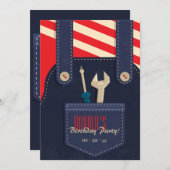 Overalls and Tools Invitation d'anniversaire (Devant / Derrière)