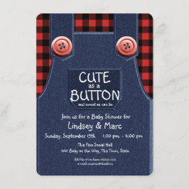 Overalls en Flanel Schattige als een Button Baby s Kaart