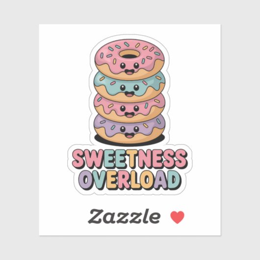 Overbelasting door zoetheid | Donut Kinder Sticker (Vel)