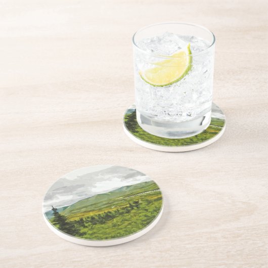 Overcast in het Nationaal Park Denali Abstract Ala Zandsteen Onderzetter (Zijkant)