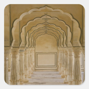 Overdekte arcade met zuilen in het Amber Palace, Vierkante Sticker