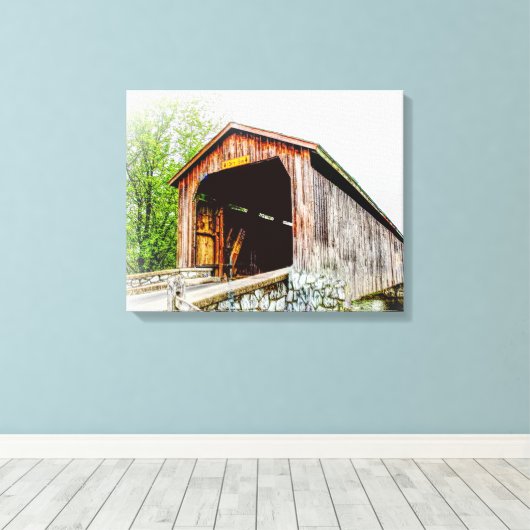 Overdekte Brug - Canvasprint Canvas Afdruk (Insitu (Houten vloer))