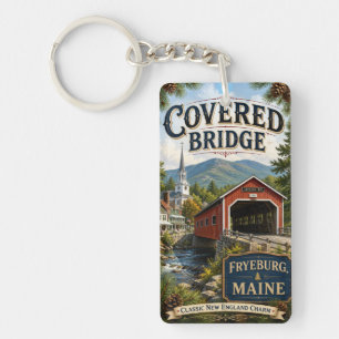 Overdekte Brug Fryeburg Maine Rechthoek Acryl Sleutelhanger