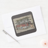 Overdekte brug & jongen vierkante sticker (Envelop)