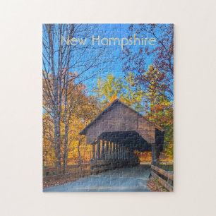 Overdekte brug van New Hampshire in de herfst Legpuzzel