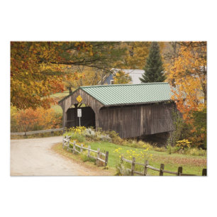 Overdekte brug, Vermont, Verenigde Staten Foto Afdruk