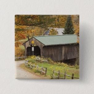 Overdekte brug, Vermont, Verenigde Staten Vierkante Button 5,1 Cm
