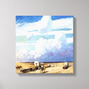 “Overdekte wagens” Westerse kunst van NC Wyeth Canvas Afdruk