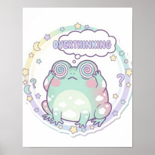 Overdenkende Kikker Poster Kleurrijk Esthetisch Ki