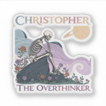 Overdenker Skelet Aangepaste Naam Vinyl Sticker