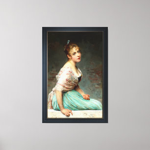 Overdenking door Eugene de Blaas Canvas Afdruk