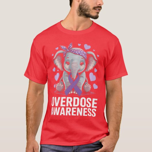 Overdose Awareness Cute Elephant Long Sleeve T-shirt (Voorkant)