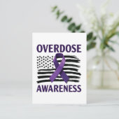 Overdose Awareness Month Amerikaanse vlag lint Aankondigingskaart (Staand voorkant)