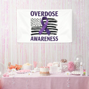 Overdose Awareness Month Amerikaanse vlag lint Spandoek