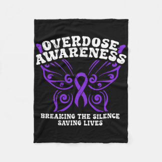 Overdose Awareness Purple Ribbon Drug Addiction 10 Fleece Deken