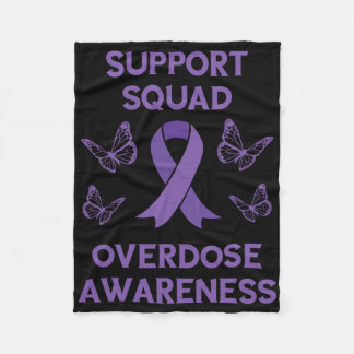 Overdose Awareness Support Squad Butterfly Purple  Fleece Deken