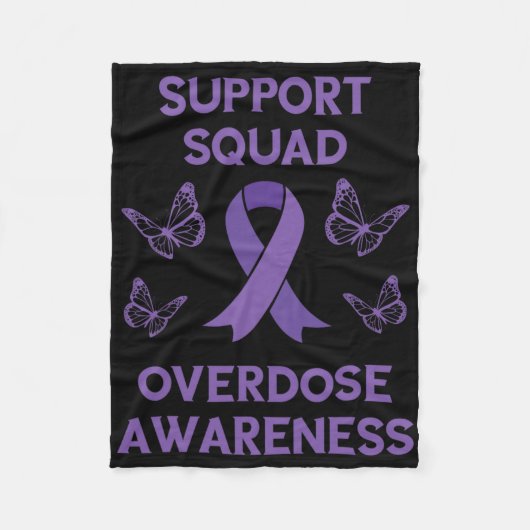 Overdose Awareness Support Squad Butterfly Purple  Fleece Deken (Voorkant)