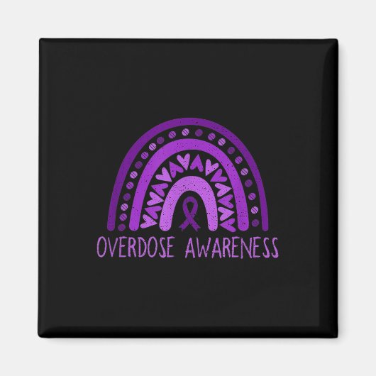 Overdosering Bewustmaking Rainbow Paars Ribbon voo Magneet (Voorkant)