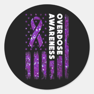 Overdosering Bewustmaking Vlag Pruple Ribbon Addic Ronde Sticker