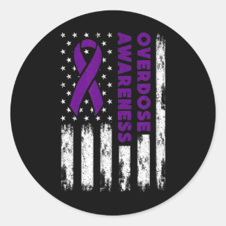 Overdosering Bewustmaking Vlag Pruple Ribbon Addic Ronde Sticker