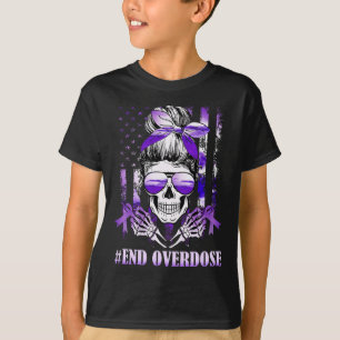 Overdosis Awareness Day Amerikaanse vlag schedeloo T-shirt