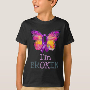 Overdosis Bewustheid Butterfly Paars Ribbon Ik ben T-shirt
