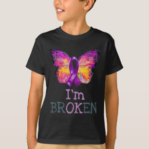 Overdosis Bewustheid Butterfly Paars Ribbon Ik ben T-shirt