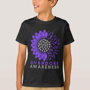 Overdosis Bewustzijn Maand Zonnebloemlint Paars T-shirt