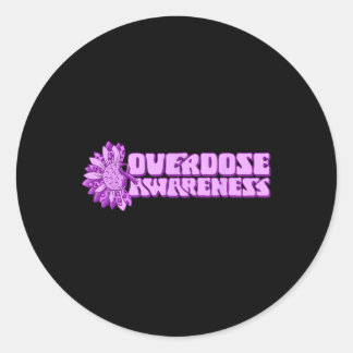 Overdosis Bewustzijn Paarse Lint Drugsverslaving 3 Ronde Sticker