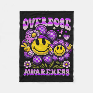 Overdosis Bewustzijn Paarse Lint Glimlach Drugsver Fleece Deken