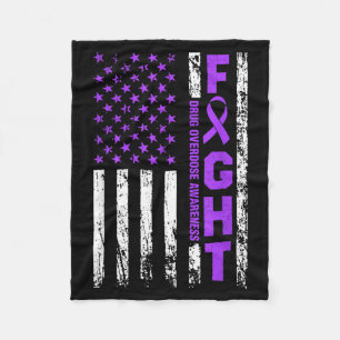 Overdosis bewustzijn paarse lint Usa vlag drugs Fleece Deken