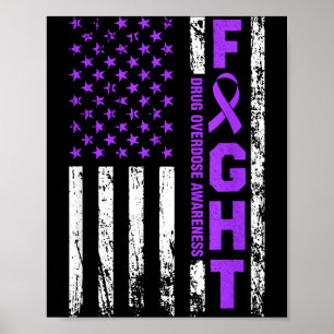 Overdosis bewustzijn paarse lint Usa vlag drugs Poster