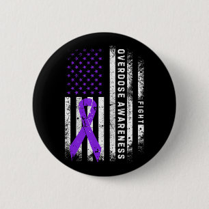 Overdosis bewustzijn paarse lint USA-vlag drugsver Ronde Button 5,7 Cm
