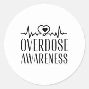 Overdosis bewustzijn paarse lint verslaving herste ronde sticker