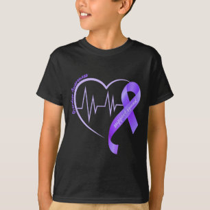 Overdosis Bewustzijnsmaand Paarse Lint Hart Steun T-shirt