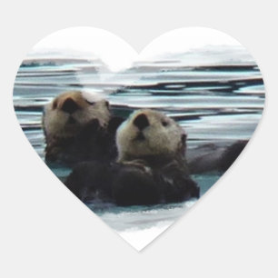overdreven in Love zee otter hartsticker Hart Sticker