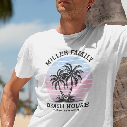 Overeenkomende familienaam Palm Tree Sunset Beach T-shirt