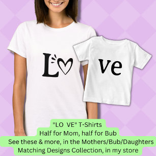 Overeenkomende moeder dochter Baby LOVE hartslag T-shirt