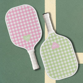 Overeenkomende roze & groene paren Monogram Initia Pickleball Paddle