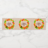 Overeenkomende set Thanksgiving Groen Gold Wreated Waterfles Etiket (Enkel label)