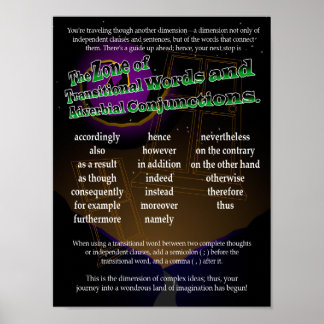 Overgangswoorden en adverbiale aansluitingen poster