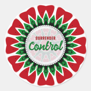 Overgave Controle Wijze Woord Herinnering Woorden Ronde Sticker