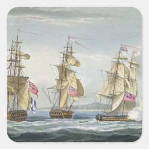 Overgave van het fort Tamatave, gegraveerd door T. Vierkante Sticker