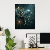 Overgeklokte Octopus Poster (Thuiskantoor)