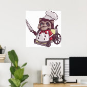 Overgekookte rolstoel Raccoon Chef Poster (Thuiskantoor)
