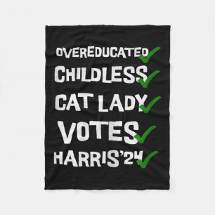 Overgeschoolde kinderloze kat dames stemmen Kamala Fleece Deken