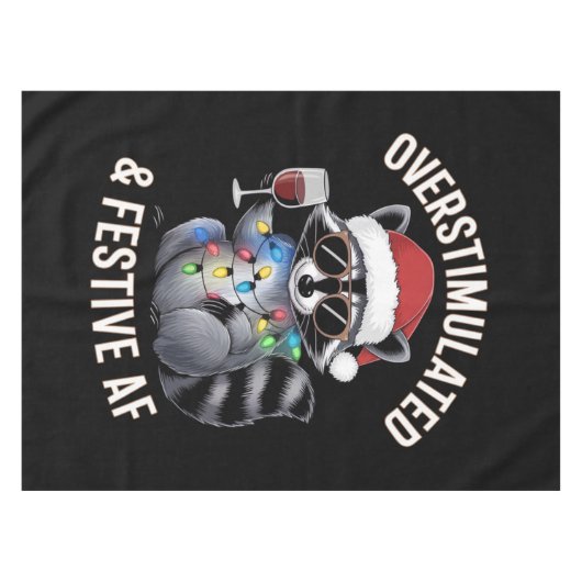 Overgestimuleerde en feestelijke AF Raccoon Espres Tafelkleed (Voorkant (Horizontaal))