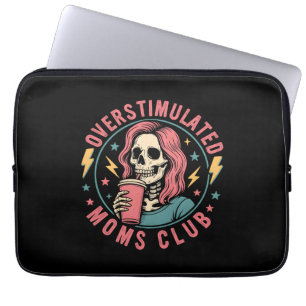 Overgestimuleerde Moms Club Skull Messy Mom Life Laptop Sleeve